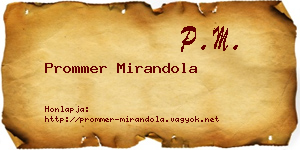 Prommer Mirandola névjegykártya
